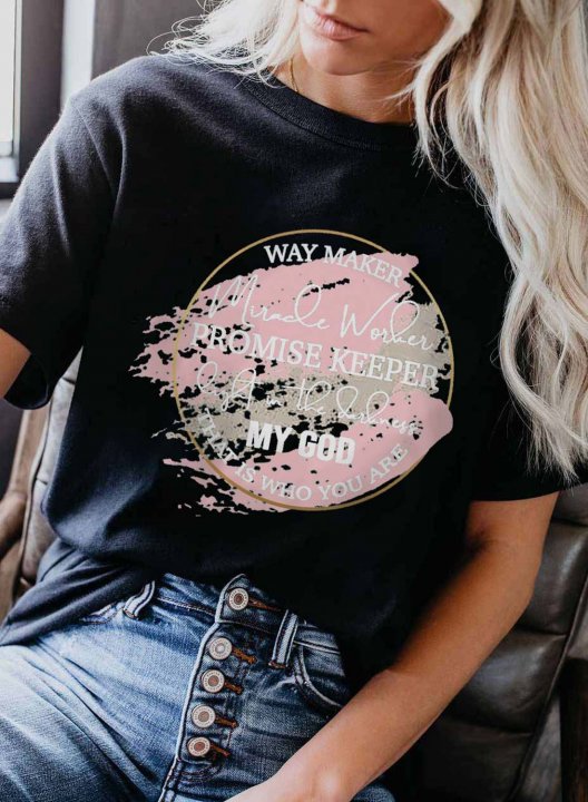 Women's Way Maker Miracle Worker Promise Keeper Graphic T-shirts Solid Short Sleeve Summer Casual Daily T-shirts