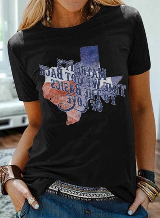 Women's T-shirts Texas Flag Short Sleeve Texas independence day T-shirt