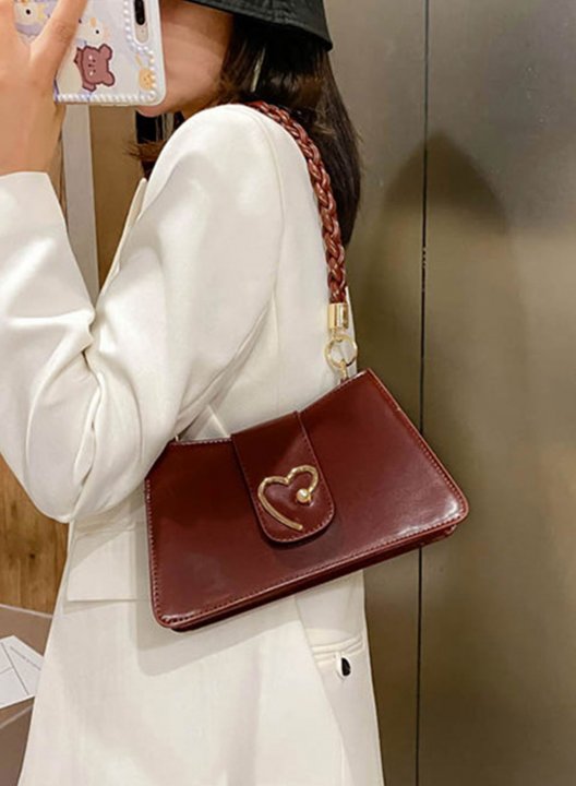 Women's Handbags Solid Heart-shaped PU Leather Handbags