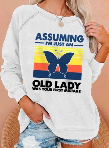 Assuming i'm just an Old Lady Women's Sweatshirts Color-block Round Neck Sweatshirt