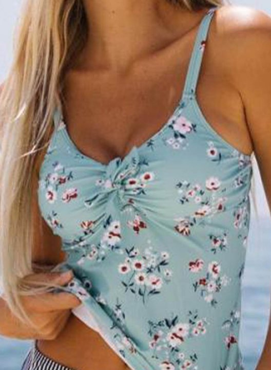 Women's Tankinis Color Block Floral V Neck Padded Vacation Tankini