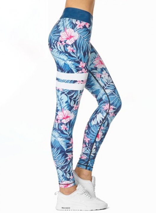 Women's Leggings Slim Camouflage Tropical Mid Waist Casual Sporty Leggings