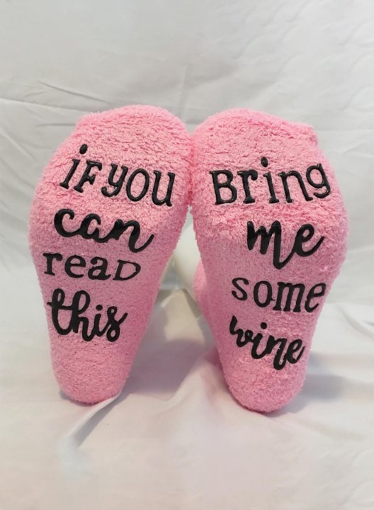 If you can read this Bring me some wine Women's Socks Solid Cotton Letter Socks