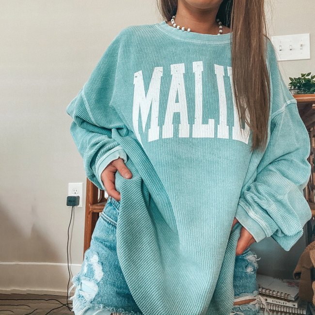 Vintage Basic Long Sleeve Blue Sweatshirt