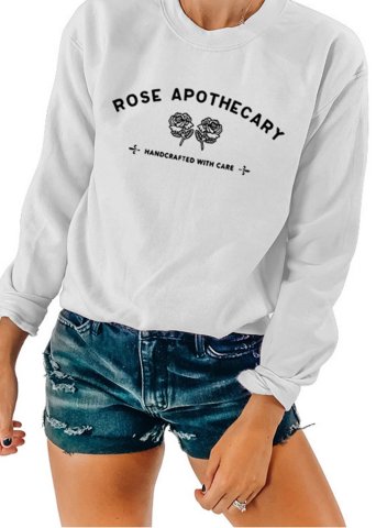 Women's Rose Apothecary Sweatshirts Round Neck Long Sleeve Plants Sweatshirts