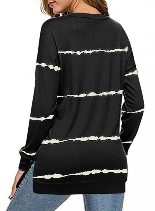 Striped Abstract Long Sleeve Casual Sweatshirt