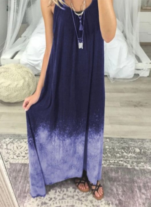 Women's Maxi Dresses Multicolor Sleeveless U Neck Boho Maxi Dress