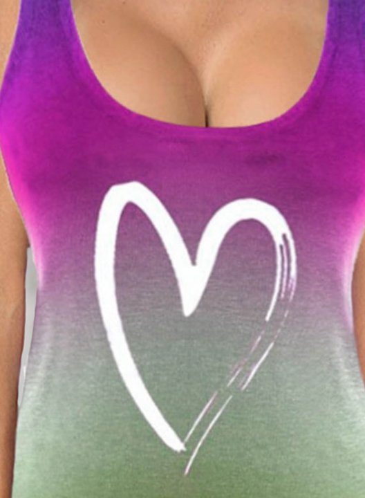 Women's Tank Tops Color Block Heart-shaped Sleeveless U Neck Daily Casual Tank Top