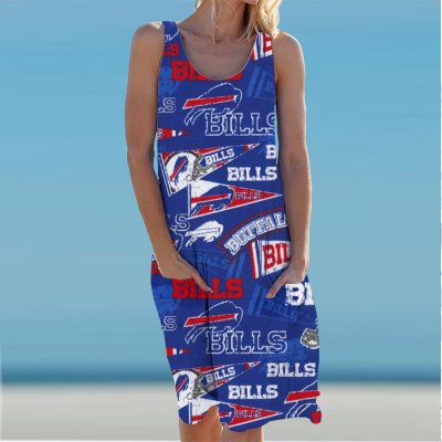 Buffalo Bills Round Neck Sleeveless Knit Dress