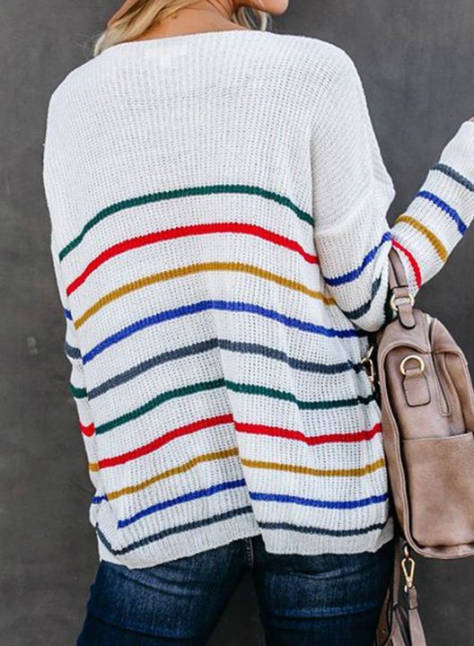 Striped Loose Fit Knit One Shoulder Top