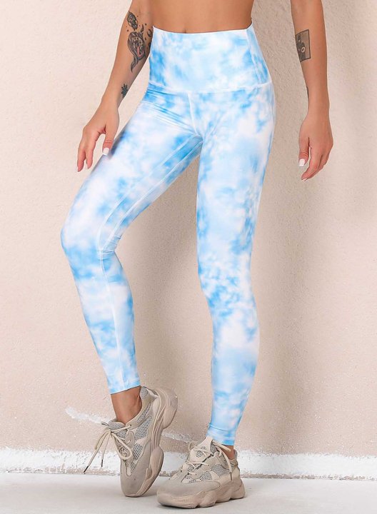 Women's Leggings Slim Color Block Tiedye Mid Waist Casual Full Length Track Pants