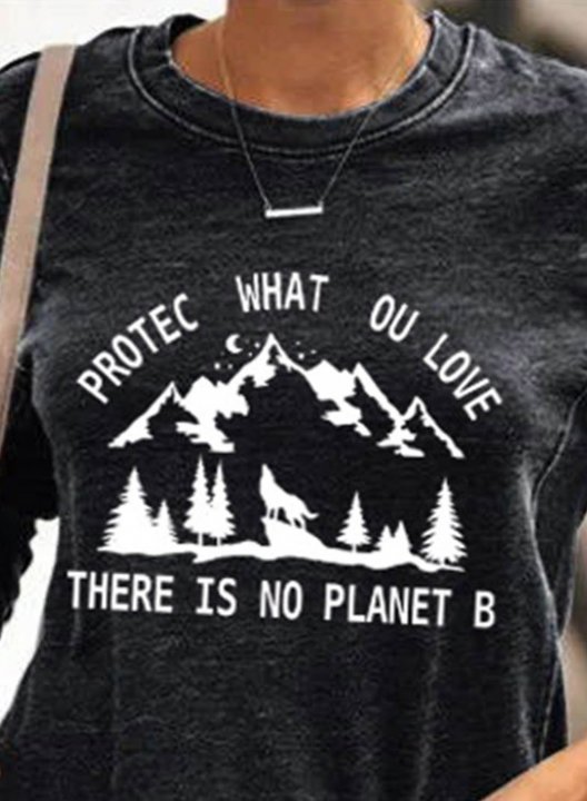 Women's There Is No Planet B Print Sweatshirt Long Sleeve Round Neck Daily T-shirt