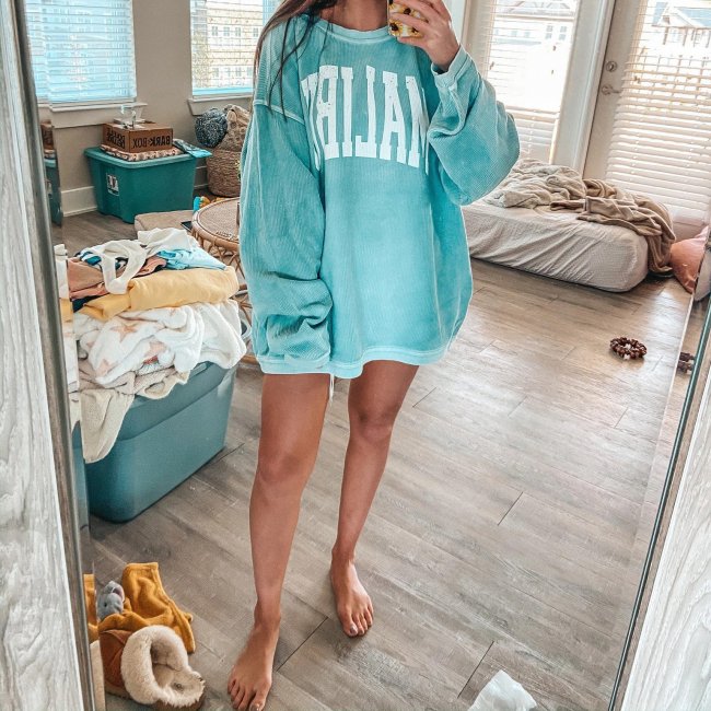 Vintage Basic Long Sleeve Blue Sweatshirt