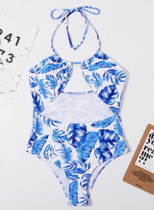 Women's One Piece Swimwear Floral Halter Vacation One-Piece Swimsuits One-Piece Bathing Suits