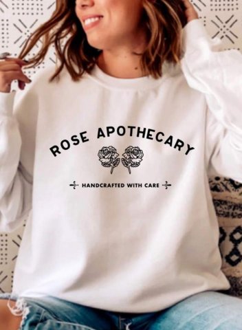 Women's Sweatshirts Rose Apothecary Handcrafted With Care Printed Sweatshirt