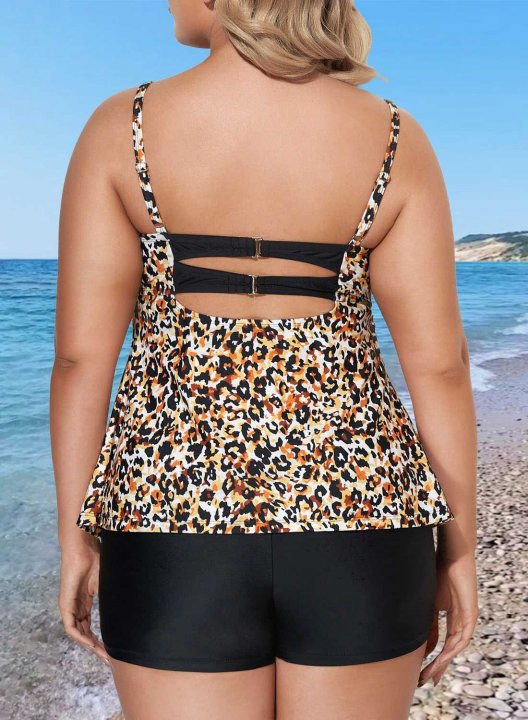 Women's Tankinis Leopard Cut Out Plus Size Tankinis