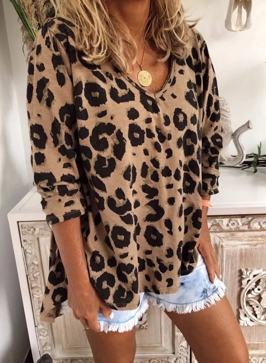 Cotton Long Sleeve Leopard Print Shirt