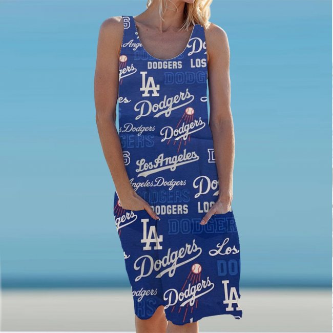 Los Angeles Dodgers Round Neck Sleeveless Knit Dress
