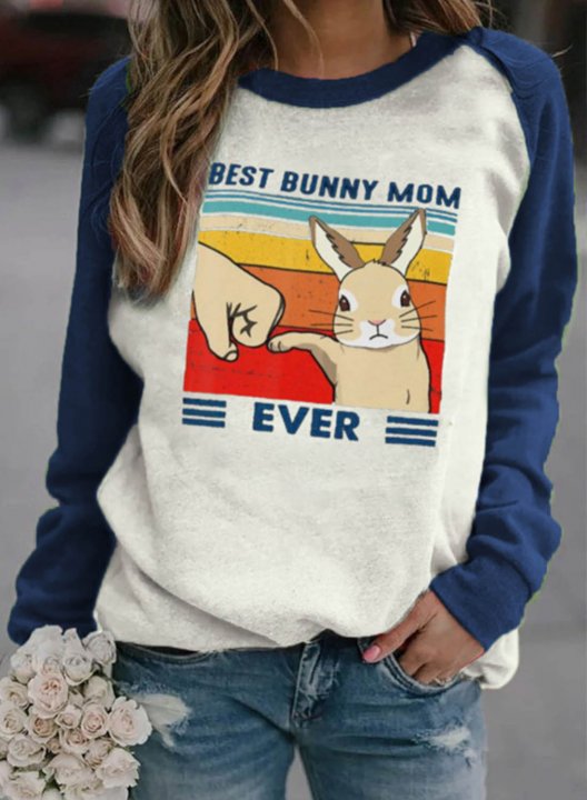 Women's Sweatshirts Color Block Animal Print Letter Round Neck Long Sleeve Casual Daily Sweatshirts