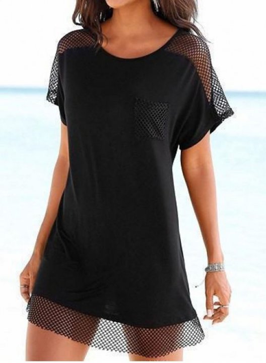 Women's Dress Solid Mesh Mini Dress