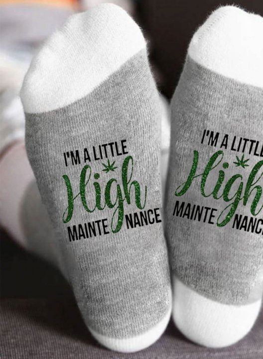 Women's I'm A Little High Maintenance Funny Socks Letter Color Block Cotton Socks