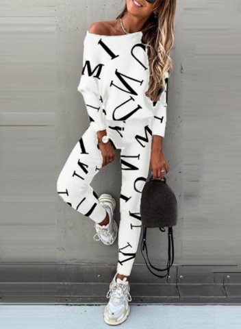 Women's Sports Suits Casual Letter Long Sleeve Vest Stretch Tights Pants Suit