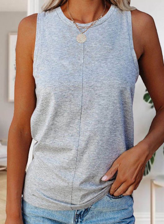 Women's Tank Tops Solid Sleeveless Round Neck Daily Casual Tank Top