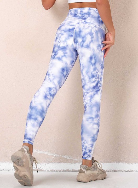 Women's Leggings Slim Color Block Tiedye Mid Waist Casual Full Length Track Pants