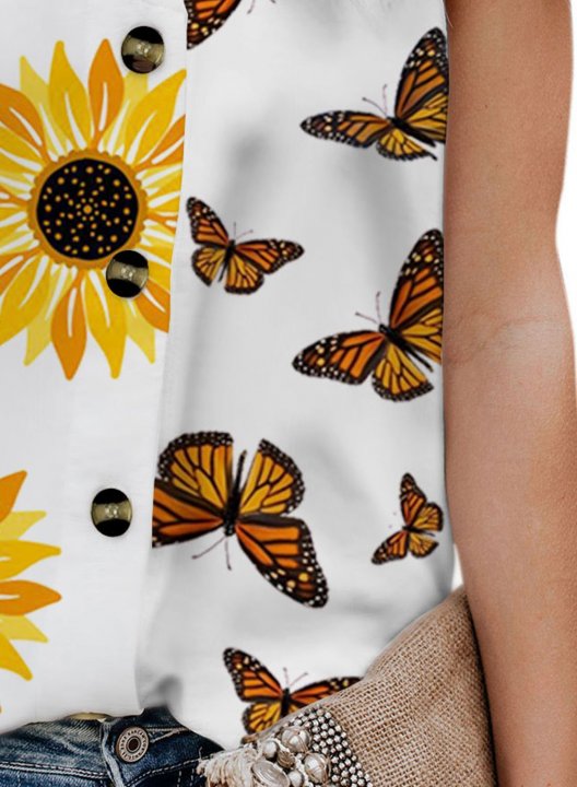 Women's Cami Tops Sunflower Butterfly Top