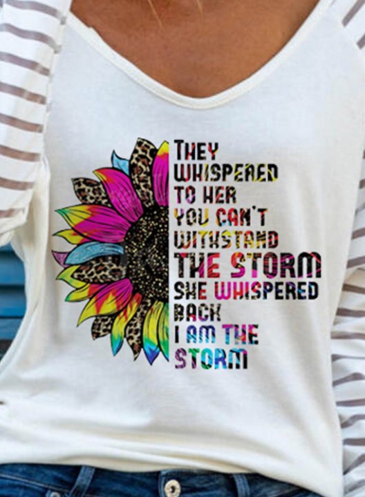 Women's They Whispered To Her You Cannot Withstand The Storm Sweatshirt Cold-shoulder Floral Print V Neck Daily T-shirt