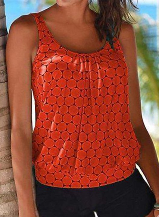 Women's Tank Tops Solid Polka Dot Vacation Sequin Unadjustable Wire-free Round Neck Padded Tops