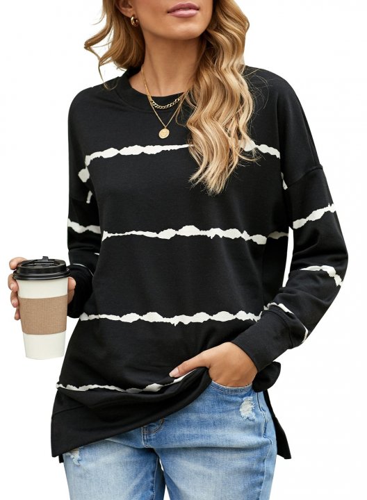 Striped Abstract Long Sleeve Casual Sweatshirt