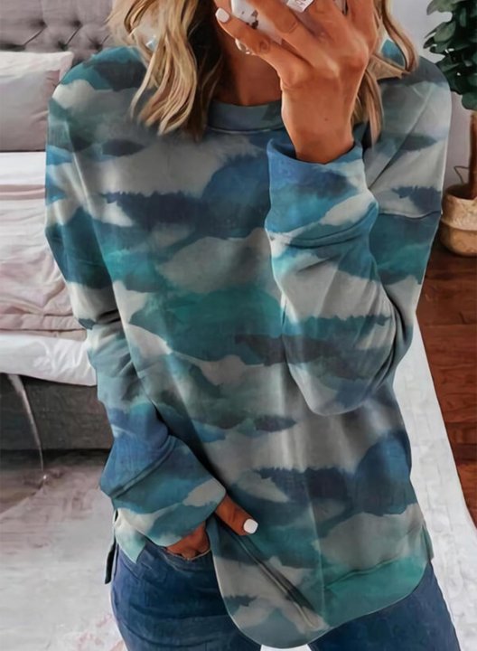 Tie Dye Round Neck Long Sleeves Sweatshirt