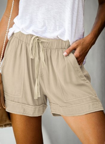 Women's Shorts Straight Festival Mid Waist Daily Casual Pocket Drawstring Shorts