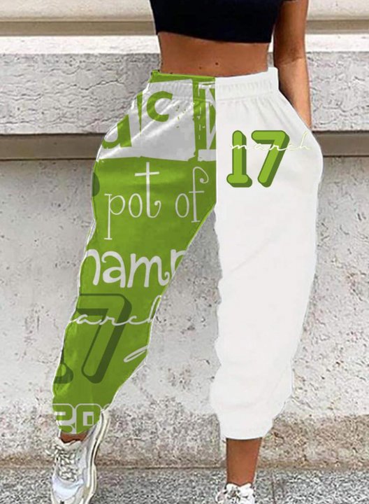 Women's Joggers Wide Leg Figure Color Block Mid Waist Ankle-length Casual Drawstring Joggers