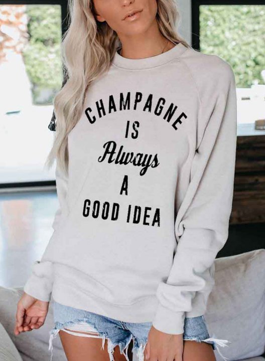 Solid Long Sleeve Casual Sweatshirt