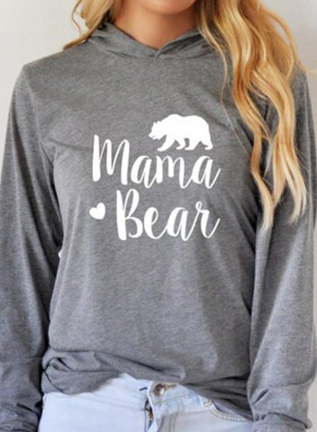 Mama Bear Solid Letter Print Sweatshirt