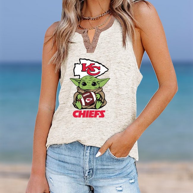 KANSAS CITY CHIEFS Should Support Yoda V- Neck Pocket Button Vests