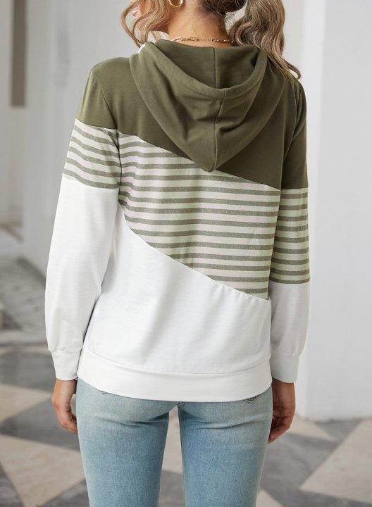 Striped Color Block Long Sleeve Hoodie