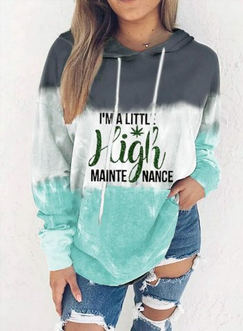 Women's I'm A Little High Maintenance Hoodies Color Block Letter Long Sleeve Daily Casual Pocket Hoodie