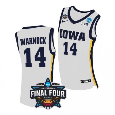 2023 NCAA Final Four McKenna Warnock Iowa Hawkeyes #14 White Womens Basketball Jersey