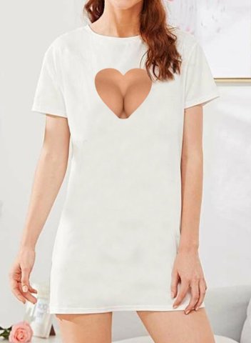Women's Mini Dress Solid Heart-shaped Short Sleeve Round Neck Shift Casual Daily Mini Dress