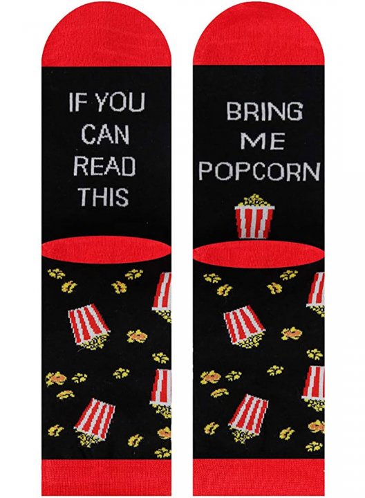 If you can read this, bring me Popcorn Print Christmas Socks Letter Print Socks