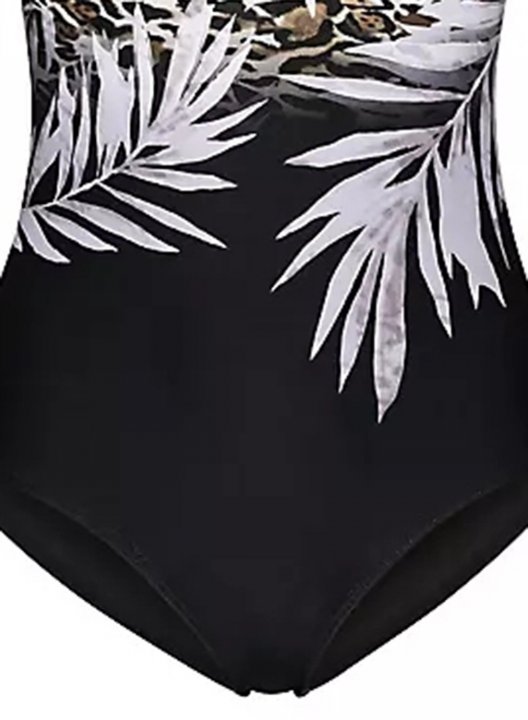 Women's One Piece Swimwear Leopard Fruits & Plants V Neck One-Piece Swimsuits One-Piece Bathing Suits