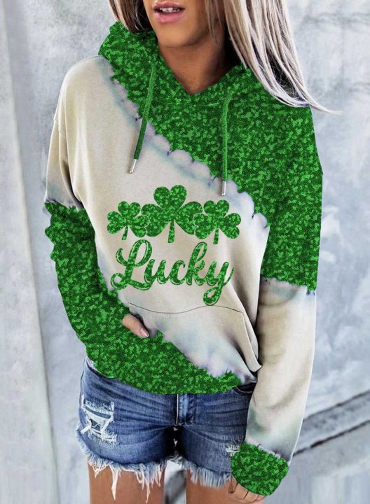 Women's Hoodies Color Block Letter Sequin Long Sleeve Hoodie