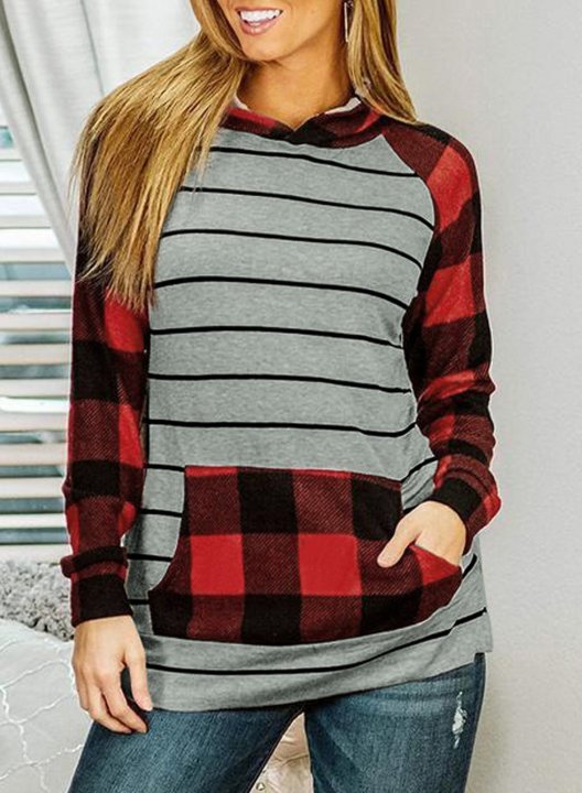 Striped Plaid Long Sleeve Hoodie