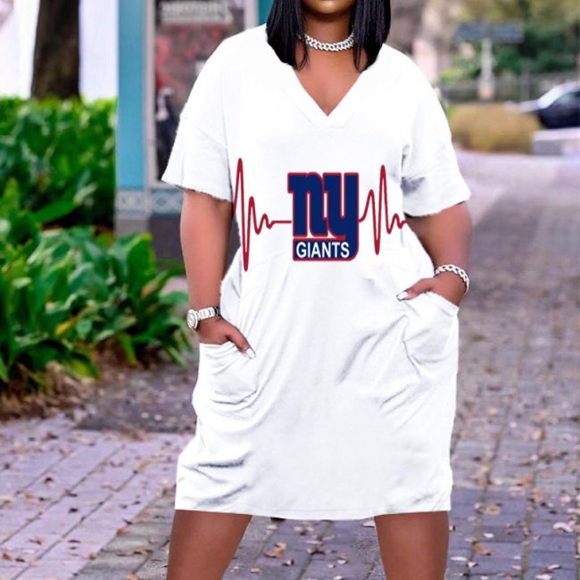 New York Giants V-Neck Jacket Short-Sleeved Bat-Sleeved Dress