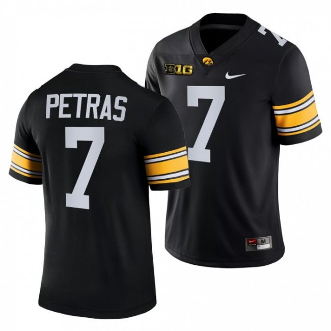 Iowa Hawkeyes 7 Spencer Petras Black 2021-22 College Football Game Jersey Men