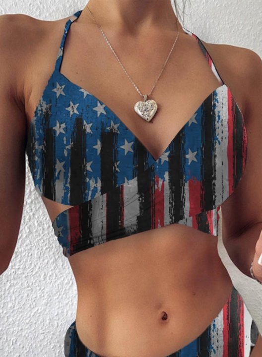 Women's Bikinis American Flag Ring Bikini