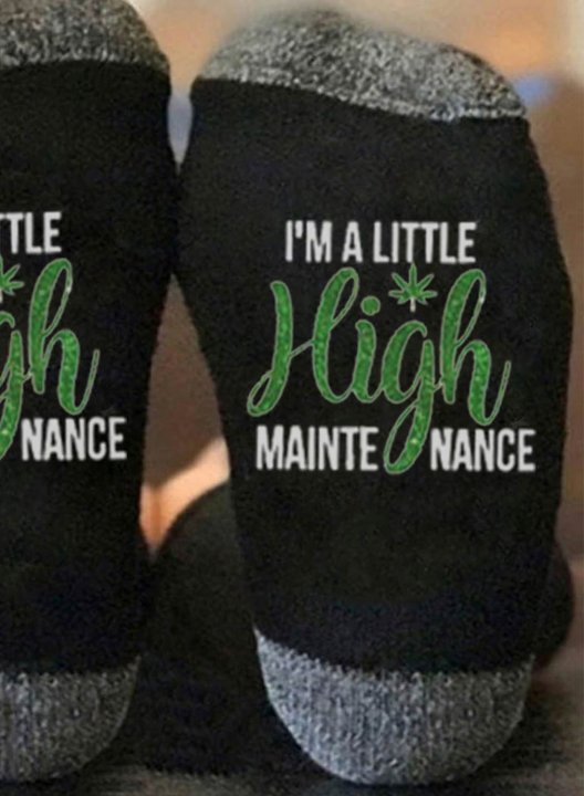 Women's I'm A Little High Maintenance Socks Letter Color Block Cotton Socks